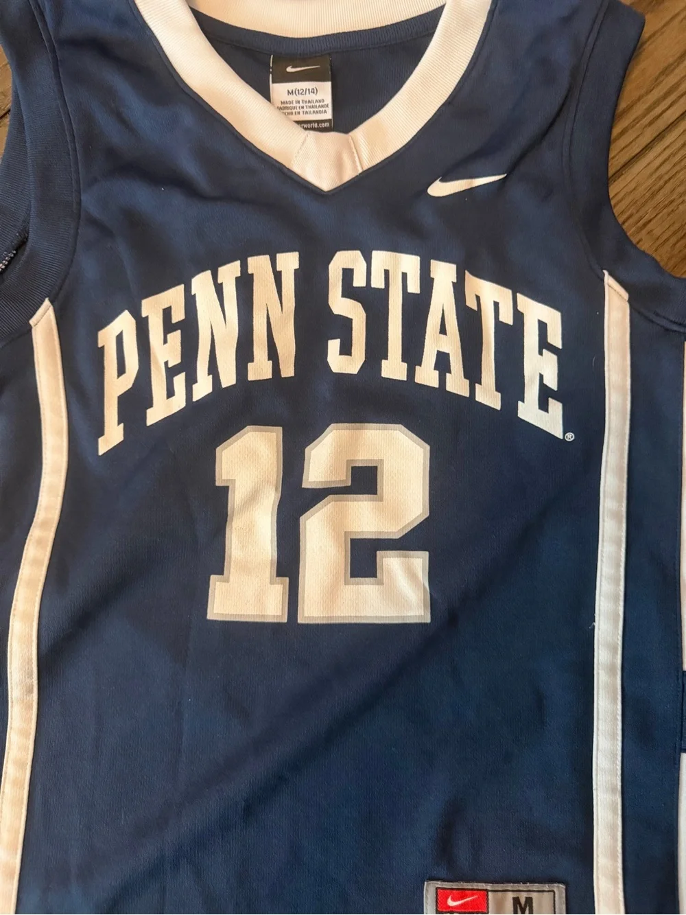 Nike Navy and White Penn State #12 Sleeveless Jersey - Kids